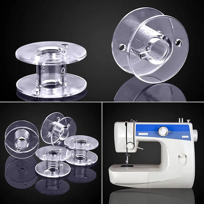 Conjunto de 25 Canillas de Plástico para Máquina de Coser: Bobinas Transparentes y Estuche de Almacenamiento para Accesorios de Costura