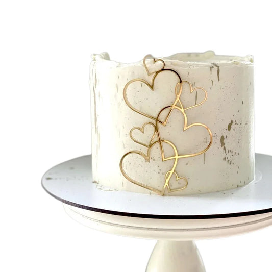 Adorno de pastel acrílico dorado "Feliz cumpleaños" - Diseño de corazón para bodas, San Valentín y postres de fiesta