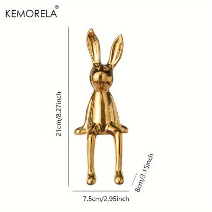 Figura de Conejo de Cerámica con Orejas Largas - Decoración de Lujo para Hogar en Estilo Clásico y Posmoderno