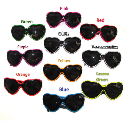 LED Neon Heart Shaped Glasses for Women, Fluorescent Bars,Party,Christmas, New Year, Bride to be, Wedding, Rave Accessories,