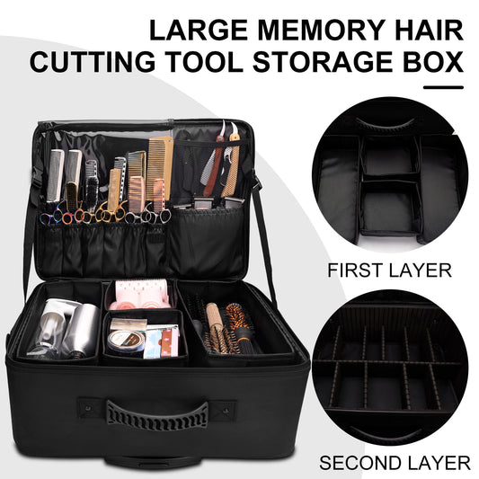 Nuevo Estuche de Cosméticos para Barbería | Caja de Herramientas de Belleza Impermeable y de Alta Capacidad para Maquillaje y Cortes de Cabello