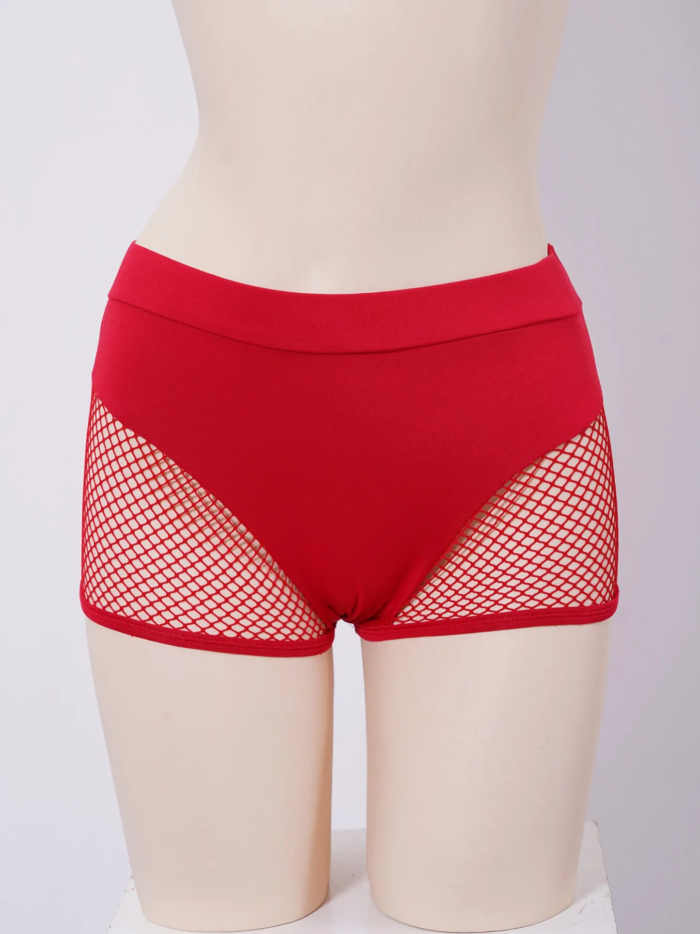 Shorts de Red Fishnet para Mujer, Lencería Sexy de Cintura Media, Pantalones Cortos Elásticos para Yoga, Pole Dance y Fitness