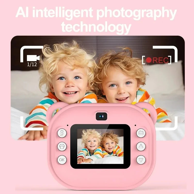 Cámara Digital Instantánea para Niños, Cámara de Impresión Térmica con Foto Instantánea + Tarjeta de Memoria de 32G