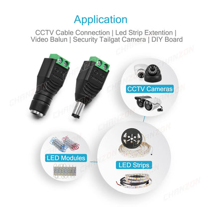 Conector de Alimentación de 12V CC, 10 Piezas, Macho y Hembra, Barril de 2,1mm x 5,5mm, Adaptador para Cámara CCTV y Tira LED