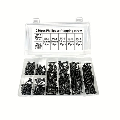 Set de Tornillos Autoperforantes M3.5 de Cabeza Countersunk Negra - Tornillos de Alta Resistencia para Tablero de Yeso