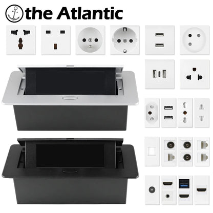 Enchufes Pop-Up de Bricolaje para Mesa de Escritorio con Salida Oculta EU FR AU US y USB HDMI RJ45 Tipo C TV Multifuncional en la Encimera