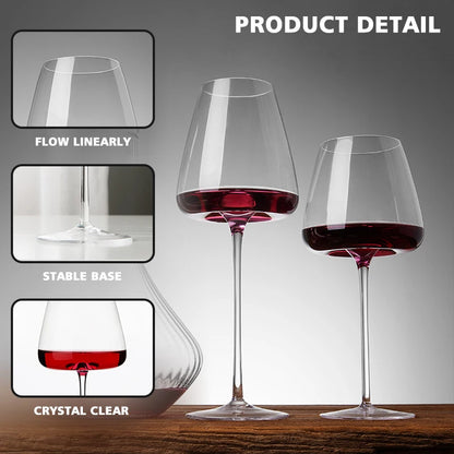 Copas de Vino de Cristal Hechas a Mano | Elegantes Copas Ultra Finas para Degustación de Vinos y Champagne