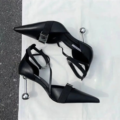 Mujeres Pumps de Punta Afilada con Rhinestones y Tacones Altos – Mules de Fiesta con Diseño Elegante
