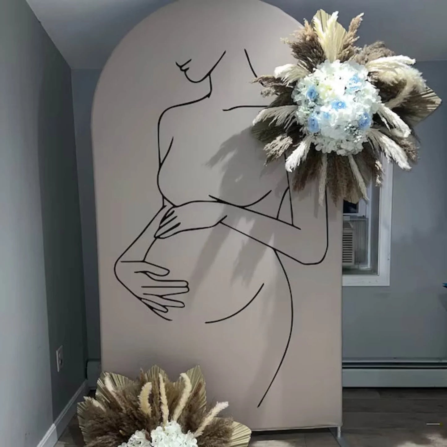 Mehofond Fondo Personalizado a Doble Cara Silueta de Mujer Embarazada - Decoración para Baby Shower y Fotografía Chiara Arch