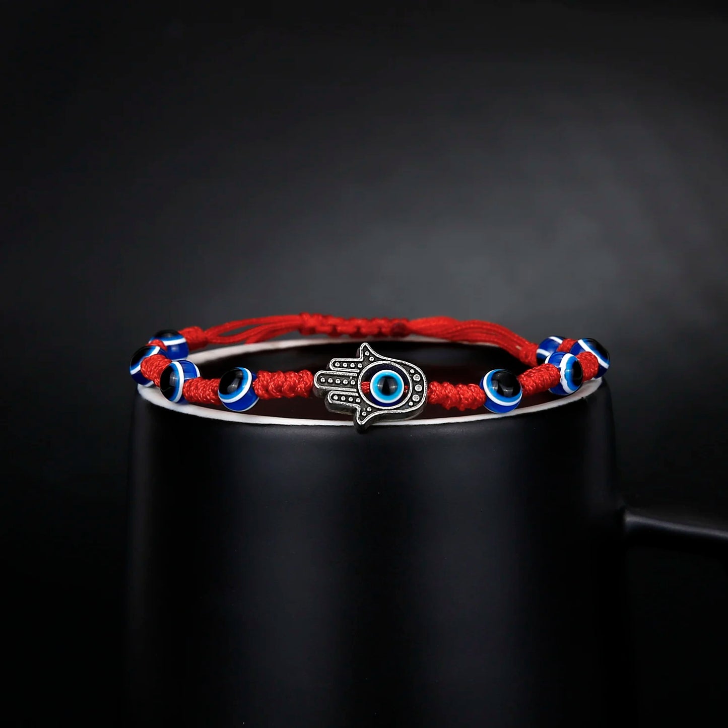 Pulsera de Protección Turca con Ojo de Demonio – Pulsera de la Suerte para Hombre y Mujer, Tejida a Mano en Rojo, Negro y Azul