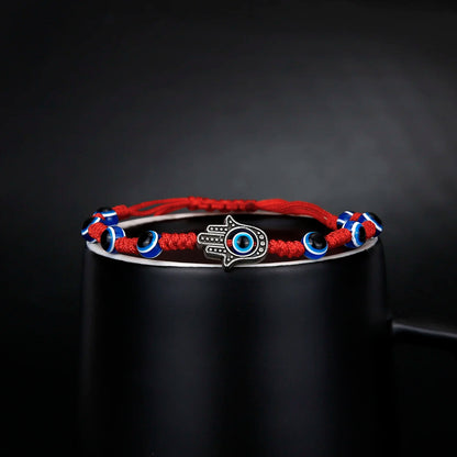 Pulsera de Protección Turca con Ojo de Demonio – Pulsera de la Suerte para Hombre y Mujer, Tejida a Mano en Rojo, Negro y Azul