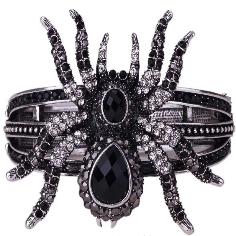 Pulsera de araña para mujer, brazalete ostentoso de Halloween, regalos de joyería para mujer, color dorado y plateado antiguo, venta al por mayor, envío directo A04