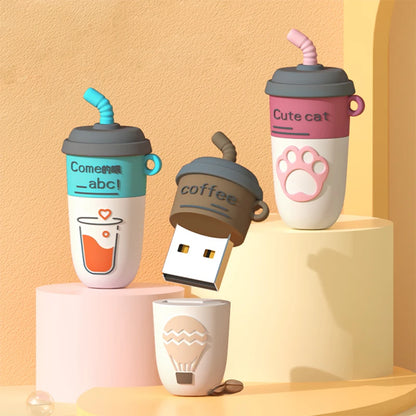 U&H V013 Pendrive USB Milk Tea con Llavero | 4GB - 256GB | Memoria USB Flash Disk para PC y Laptops | Diseño Portátil y Resistente | USB 2.0