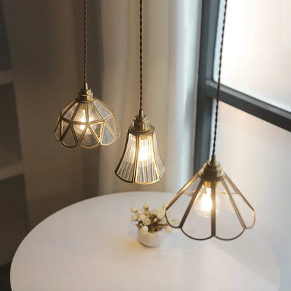Lámparas Colgantes LED de Cristal Nórdico, Accesorios de Cobre para Dormitorio y Comedor, Iluminación Moderna