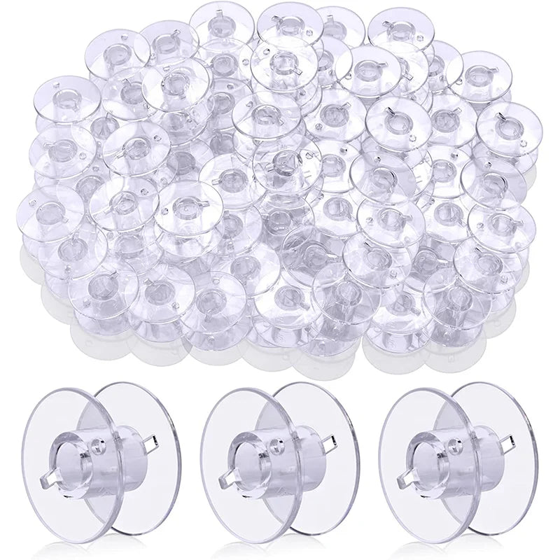 Conjunto de 25 Canillas de Plástico para Máquina de Coser: Bobinas Transparentes y Estuche de Almacenamiento para Accesorios de Costura