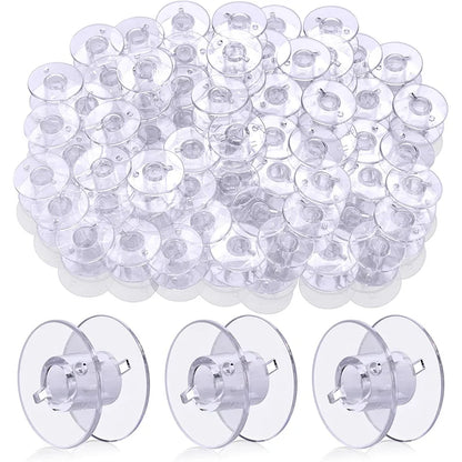 Conjunto de 25 Canillas de Plástico para Máquina de Coser: Bobinas Transparentes y Estuche de Almacenamiento para Accesorios de Costura