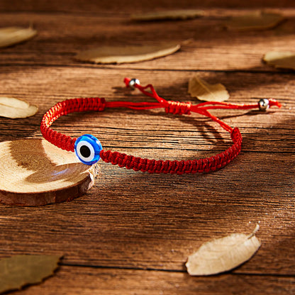 Pulsera de Protección Turca con Ojo de Demonio – Pulsera de la Suerte para Hombre y Mujer, Tejida a Mano en Rojo, Negro y Azul
