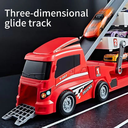 Camión Contenedor con Expulsor y 6 Coches de Aleación - Juguete de Ingeniería para Niños - Coche de Retroceso Regalo de Navidad y Acción de Gracias