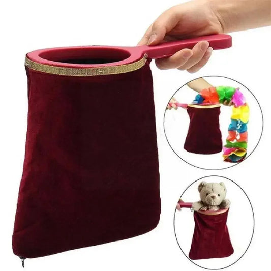 Bolsa de cambio mágico, accesorio mágico, mango giratorio, hace que las cosas aparezcan, rendimiento, escenario, truco de magia para niños, suministros para fiestas