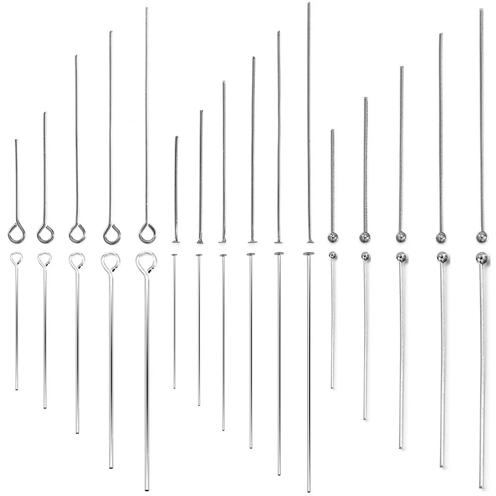 Lote de 100 Piezas de Cabezas de Alambre de Acero Inoxidable - Accesorios para Joyería DIY, Pasadores para Pendientes y Beading