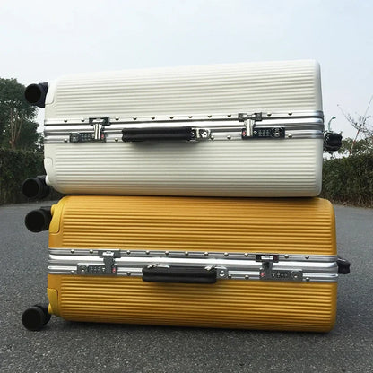 Maleta de Viaje con Marco de Aluminio y Gran Capacidad, con Cerradura de Contraseña, Ruedas Mudas, Diseño Fashion en ABS+PC, Ligera y Duradera
