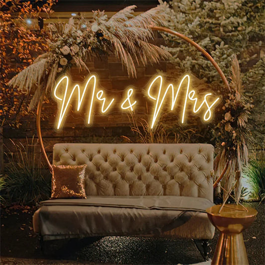 Señal LED Neon Mr & Mrs Personalizada para Bodas, Decoración de Pared, Luz de Noche para Dormitorio, Regalos Personalizados