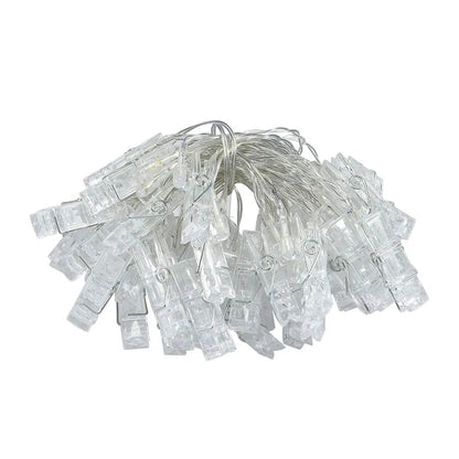 Luces LED de Cuerda con Clips para Fotos – Decoración Navideña y para Fiestas, Funciona a Batería