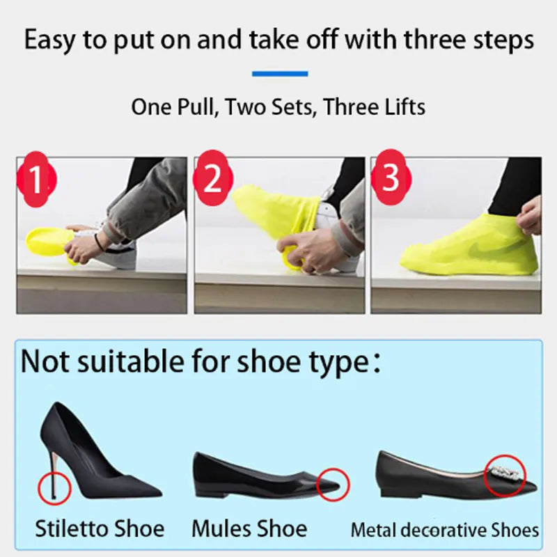 Cubiertas de Zapatos Impermeables Reutilizables de Silicona para Lluvia, Accesorios para Zapatos de Lluvia al Aire Libre, Cubrezapatos para Caminar, 1 Pa