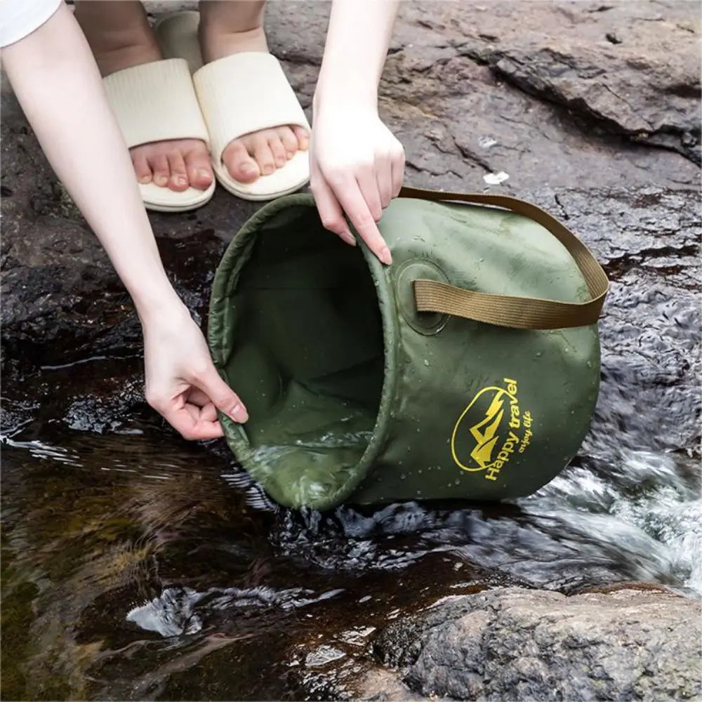 Cubo Plegable de PVC para Exteriores, Bolsa de Agua Portátil Multifuncional para Viaje, Pesca, Camping, Cesta de Almacenamiento