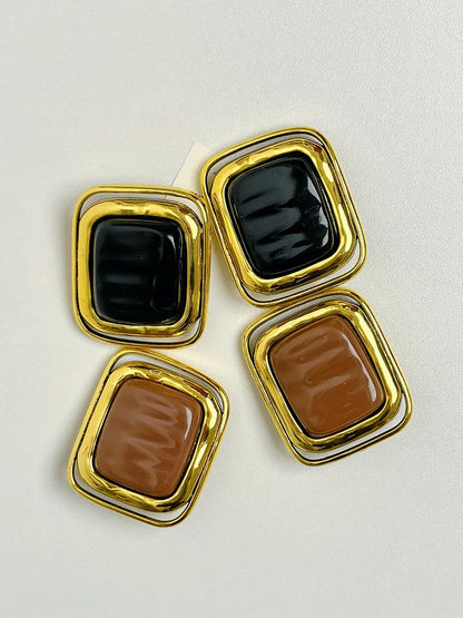 Pendientes Rectangulares de Metal Estilo Europeo y Americano para Mujer | Aretes Grandes y con Personalidad