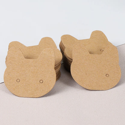 Tarjetas para Exhibición de Aretes y Collares - Pack de 50 Unidades con Diseño de Gato - 3.5x3.5 cm para Empaque de Joyería