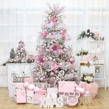 Juego de Flores Navideñas Artificiales con Brillo (10/5/1 piezas) - Decoración de Árbol de Navidad y Adornos Festivos 14.5 cm