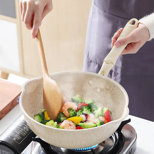 Sartén profunda antiadherente de piedra Maifan duradera, ollas de cocina para panqueques, bistec para el hogar, sartén, cacerola, utensilios de cocina, sartén Wok
