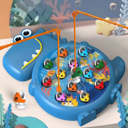 Juguetes de Pesca Magnéticos de Dinosaurio con Caña Giratoria, Juguete Educativo Montessori para Niños y Bebés, Regalo para Niñas y Niños