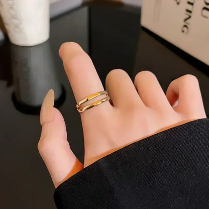 Anillos de Cadena para Mujer y Hombre - Anillo de Acero Inoxidable Bañado en Oro, Tendencia 2024