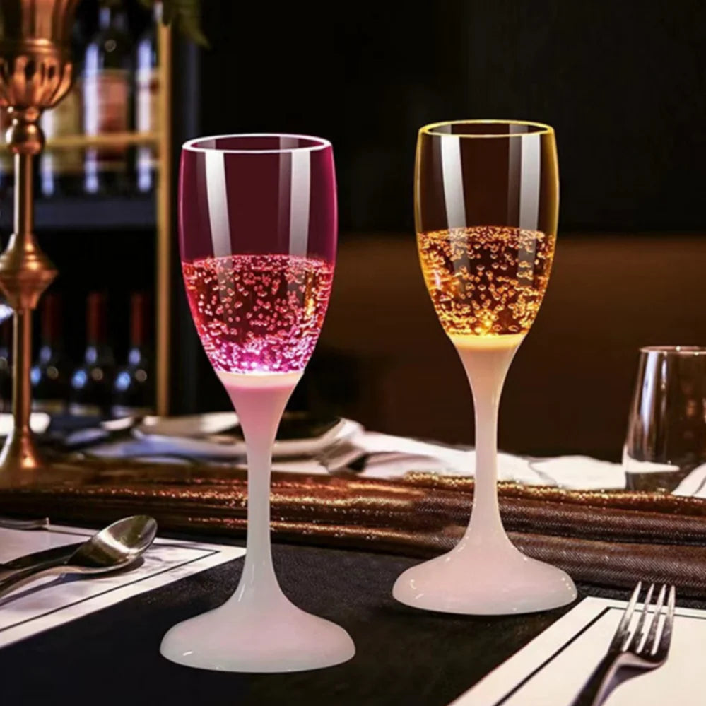 6PCS Copas de Champagne LED con Luz Intermitente para Fiesta, Bar, Club Nocturno, Navidad y Bodas - Copas de Cóctel Flashing