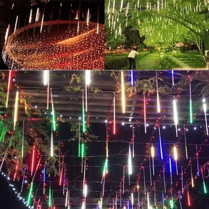 Luces de Cuerda LED de Lluvia de Meteoros 50cm con Enchufe EU, 8 Tubos Impermeables para Decoración de Navidad y Exterior