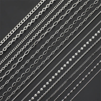 Cadena de Acero Inoxidable de 1m con Cruces y Eslabones O para Hombres y Mujeres - Joyería DIY, Pulsera y Collar de Color Plateado, Choker Punk