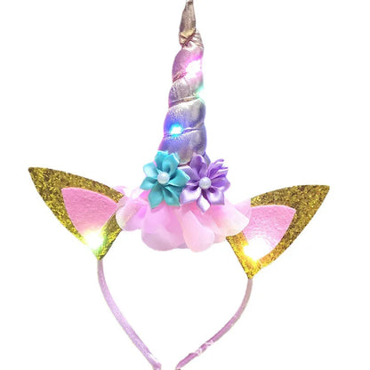 Diadema Unicornio Luminosa Rosa para Niñas | Accesorio Dulce y Único para Fiestas de Halloween