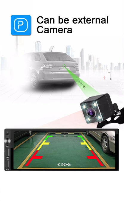 Reproductor Multimedia de Automóvil IPS 6.9" 1 DIN - CarPlay y Android Auto, Bluetooth, USB, MP5 Player sin DVD