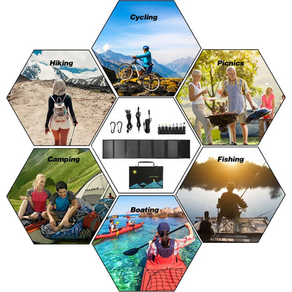 Cargador Solar Plegable de 100W con Salida USB y DC – Panel Solar Portátil Ideal para Camping y Aventura