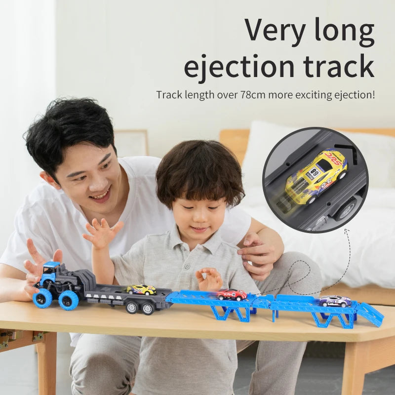 Camión Transportador Deformable con Pista y Ejección | Juguete Infantil de Carga y Transporte