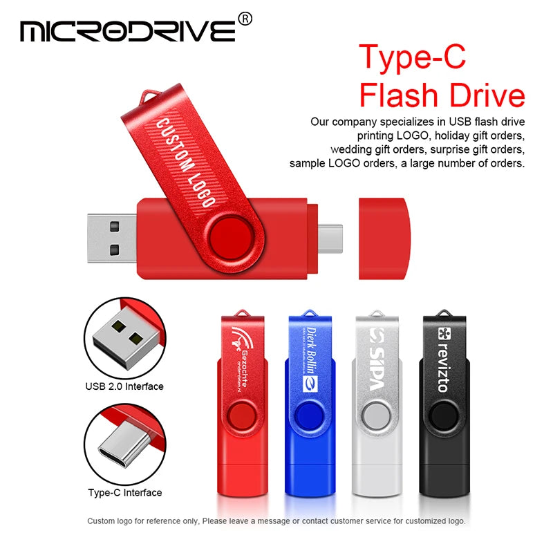 Metal OTG 2 en 1 Pen Drive USB Tipo C | 128GB, 64GB, 32GB, 16GB | Memoria USB Flash con Conector Micro-USB | Alta Velocidad y Durabilidad | Memoria Portátil