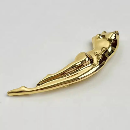 Broche Escultura Corporal Metálico Brillante para Mujer - Broche Geométrico de Moda para Fiesta y Regalos