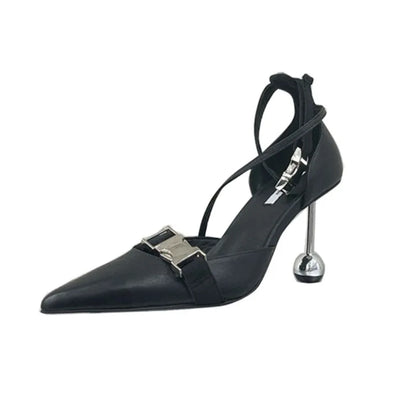 Mujeres Pumps de Punta Afilada con Rhinestones y Tacones Altos – Mules de Fiesta con Diseño Elegante