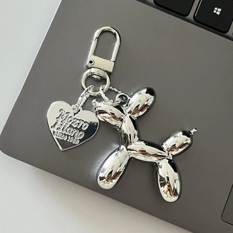 LLavero de perro de globo 3D coreano para llaves de coche, accesorios de Iphone, llavero de corazón de moda, llavero colgante de bolso de mujer