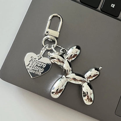 LLavero de perro de globo 3D coreano para llaves de coche, accesorios de Iphone, llavero de corazón de moda, llavero colgante de bolso de mujer