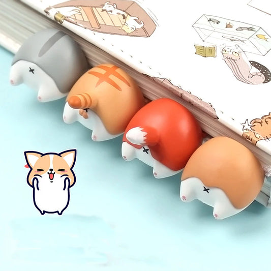 Marcapáginas Lindos de Dibujos Animados para Niños - Gato, Perro, Hámster y Zorro | Papelería Creativa y Regalo Divertido