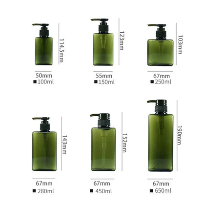 Botella Dispensadora de Jabón Líquido 100/250/450/650ml PETG Transparente para Gel de Ducha, Champú y Sanitizante de Manos - Ideal para Hogar y Viajes