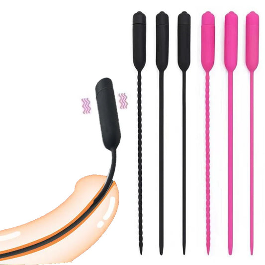Vibrador de silicona con catéter uretral, dilatador, Juguetes sexuales para adultos, estimulación ocular de caballo, sonido, inserción de pene, catéter uretral para hombres